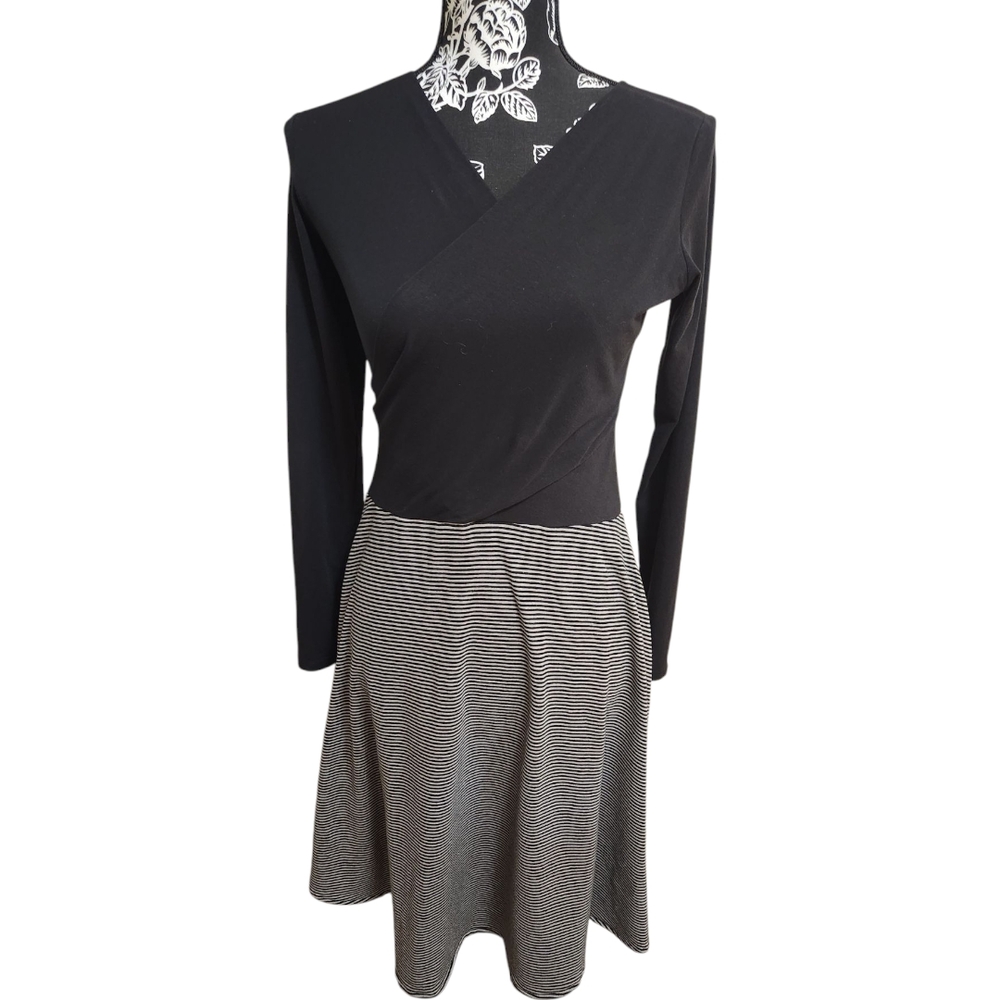 Maggie's Organics Fit & Flare Mock Wrap Dress Organic Cotton Small